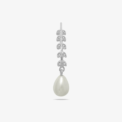 CZ Long Silver Pearl Earrings - Tweov Jewels