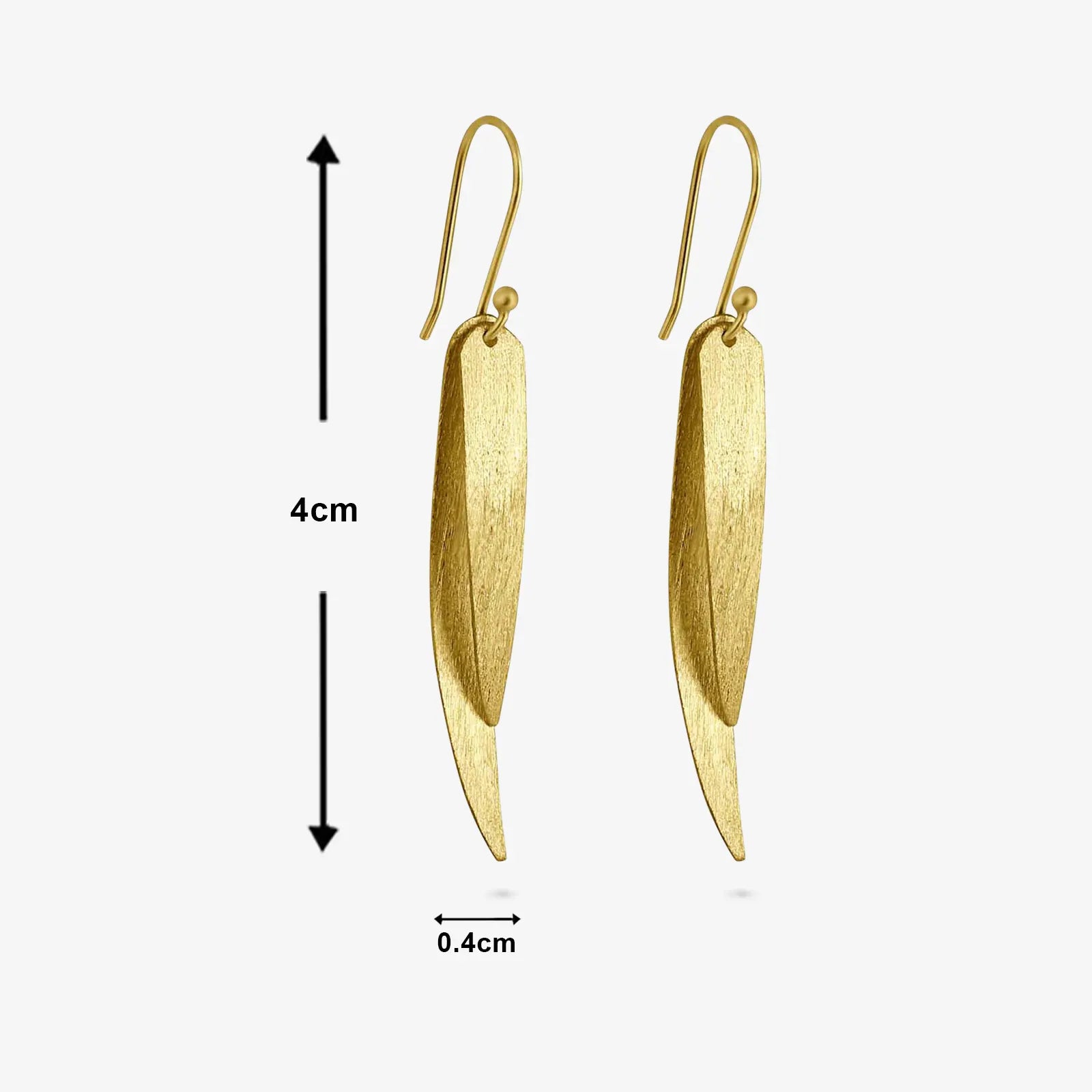 Pure Silver Earrings - Sleek Feather With Gold Plated