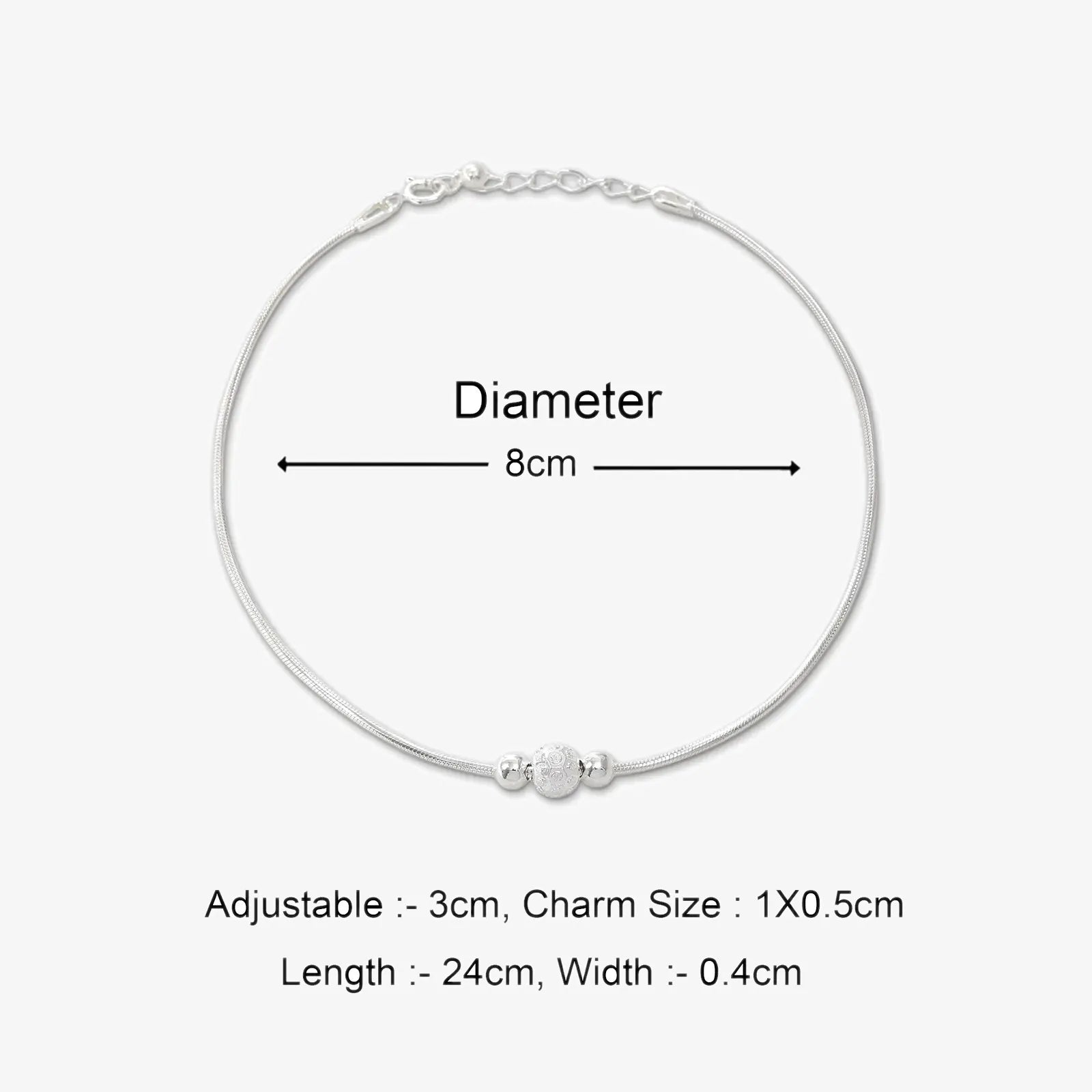 Ball Beaded Thin Silver Chain Anklet for Women