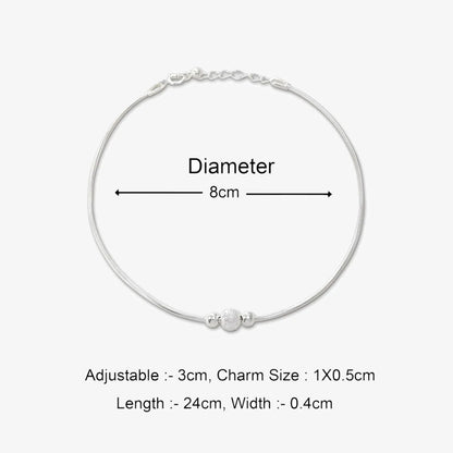 Ball Beaded Thin Silver Chain Anklet for Women
