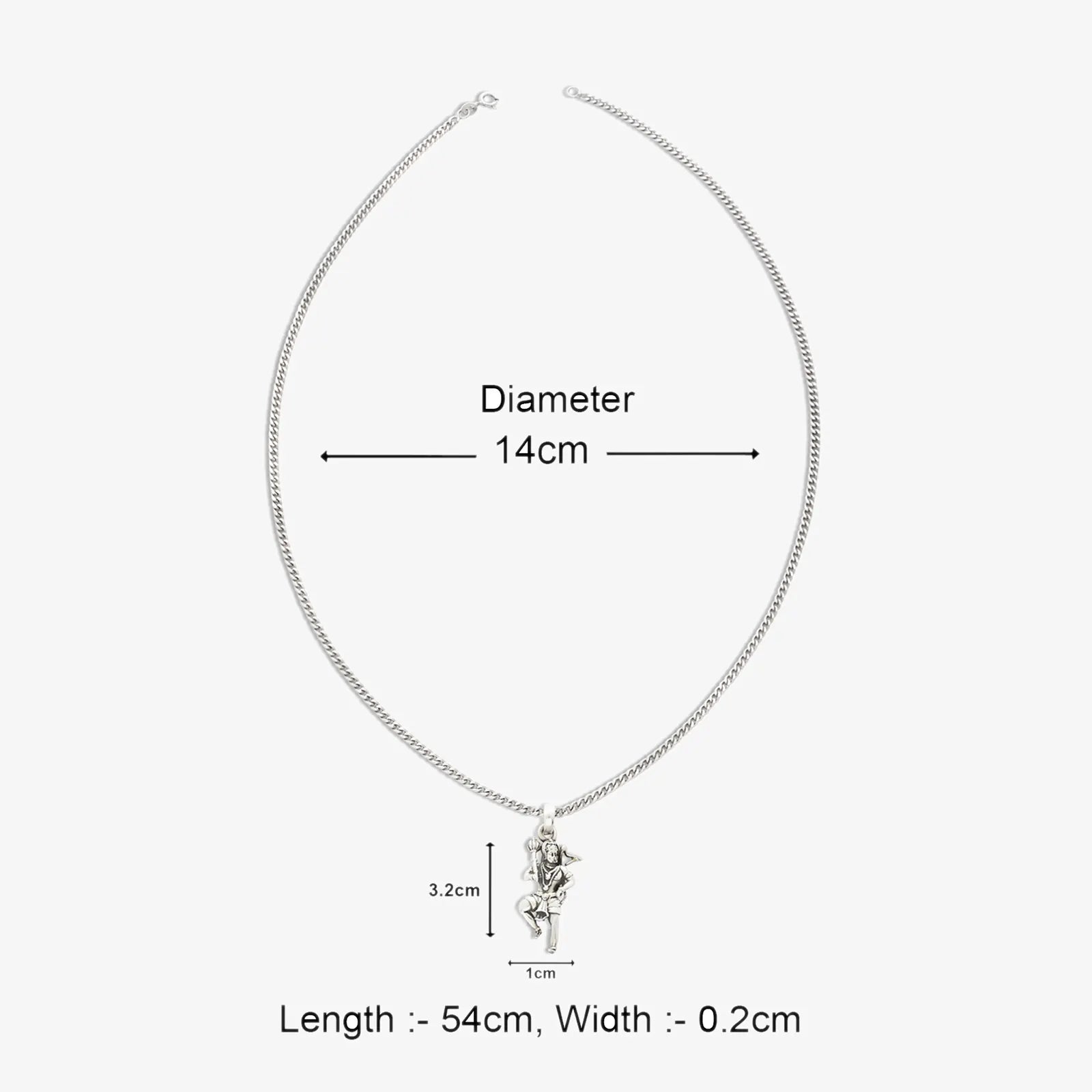 Pure Silver Hanuman Pendant Chain