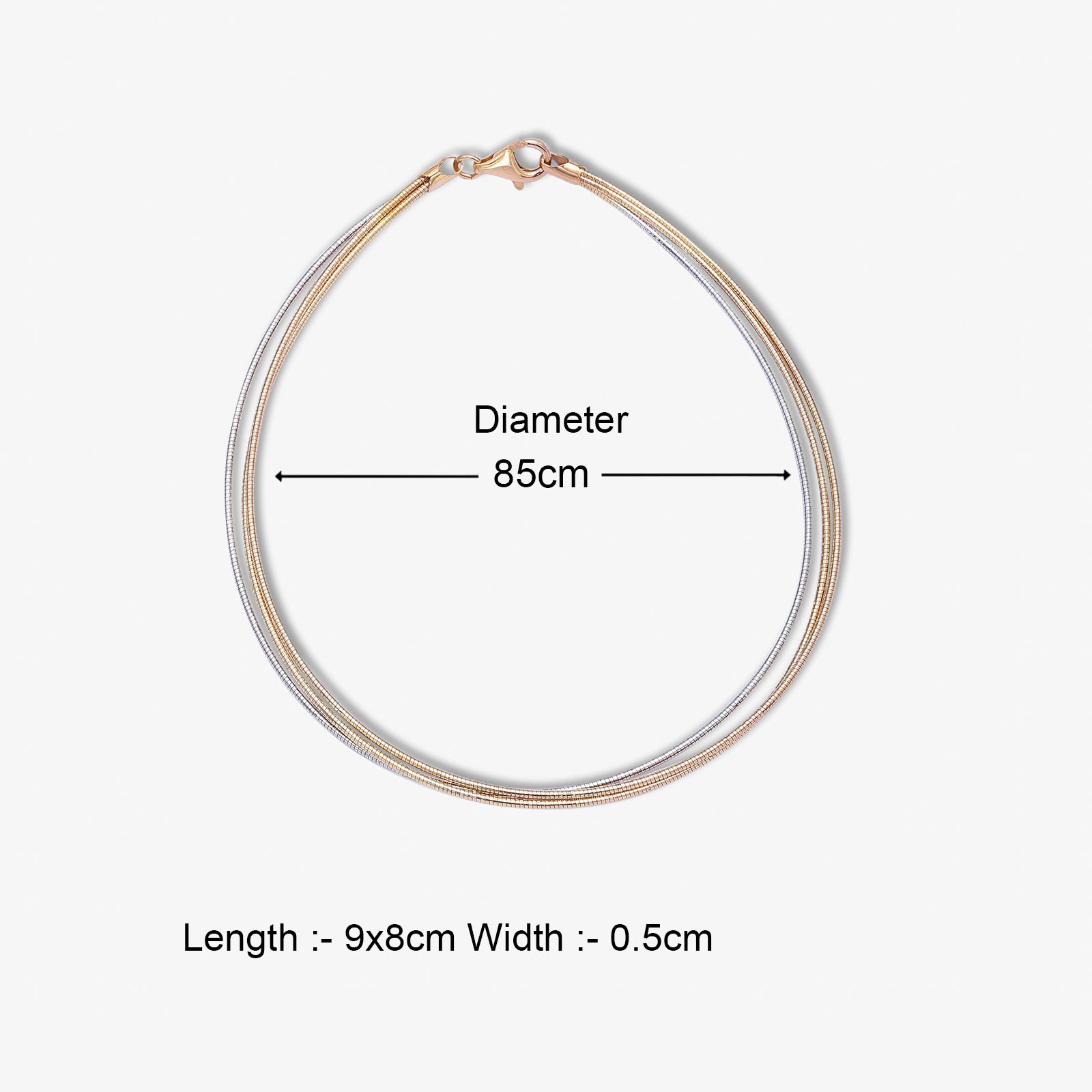 925 Sterling Silver Triple Layer Triple Tone Chain Anklet