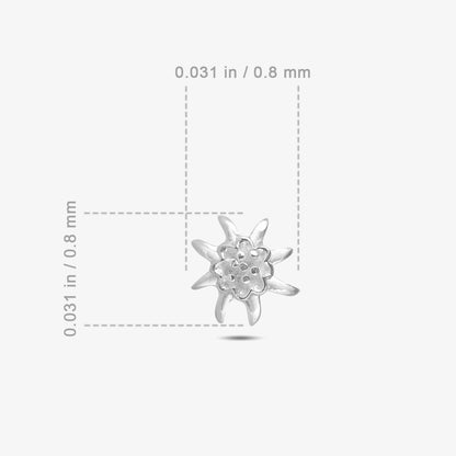 Glossy Floral Design Silver Stud Earrings