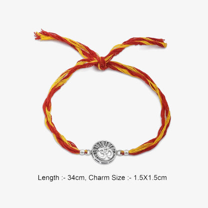 Designer Om Silver Rakhi for Brother