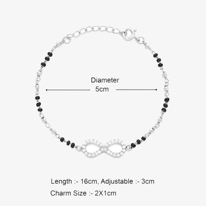 Pure Sterling Silver Infinity Knot Design Hand Mangalsutra Bracelet