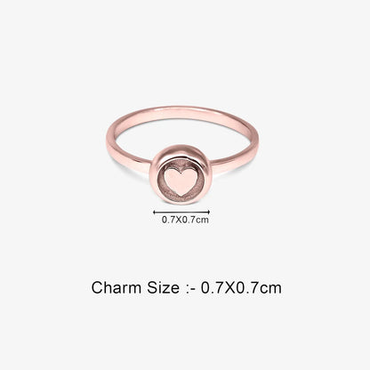 Rose Gold Plated Heart Silver Ring