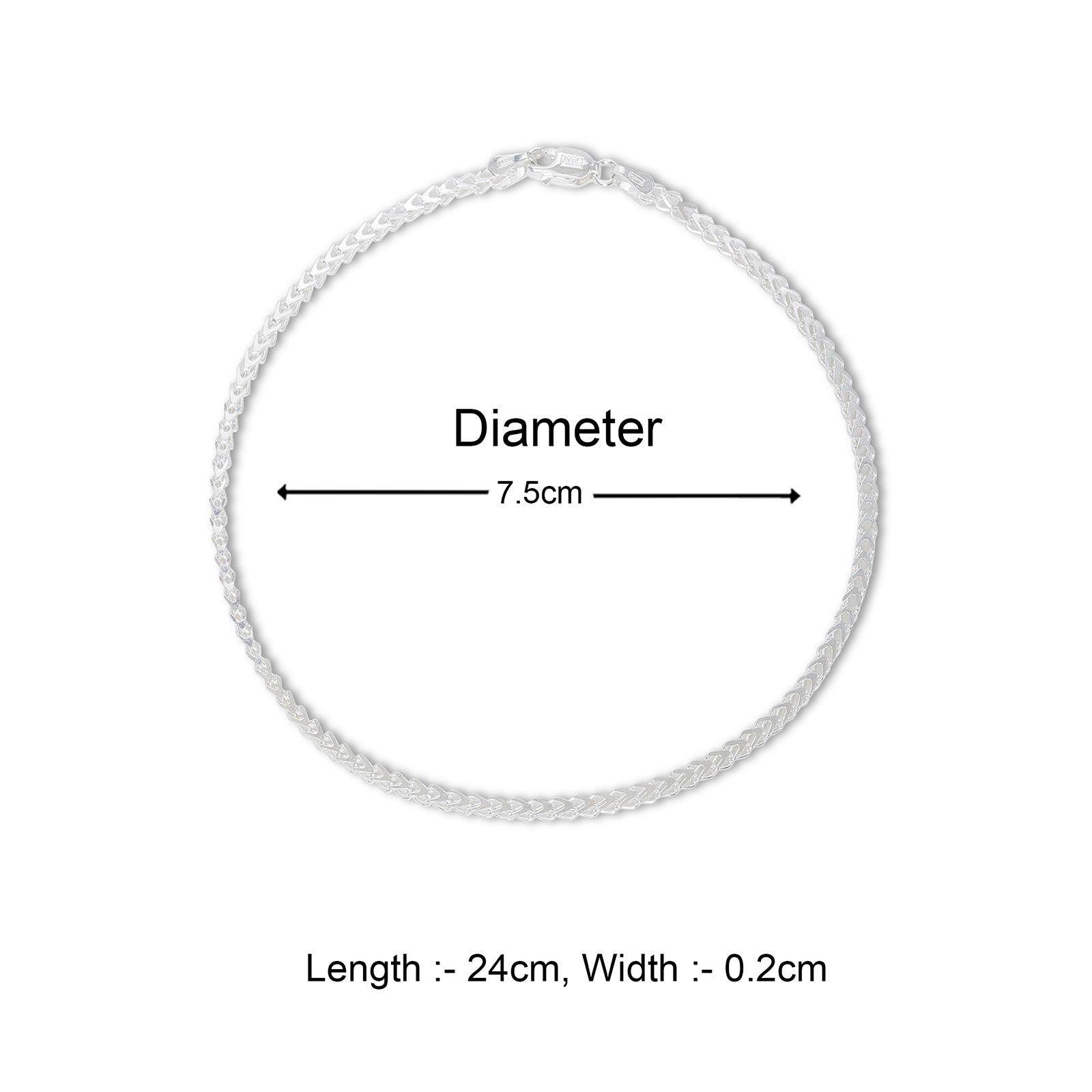 Pure 925 Sterling Silver Thin Rope Chain Anklet for Women
