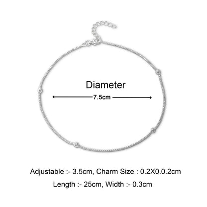 Beaded Silver Box Chain Anklet