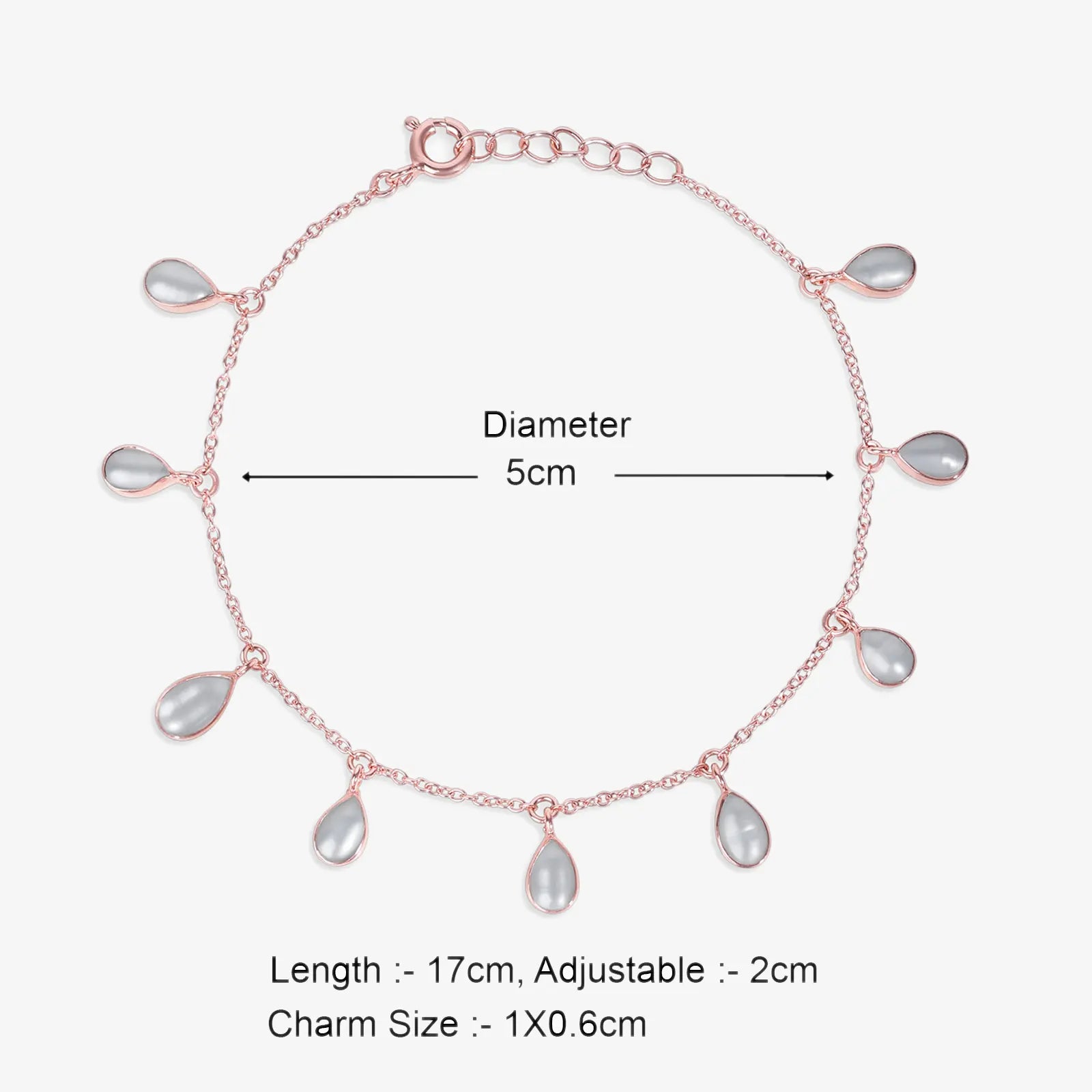 Rose Gold Plated Silver Drop Shape Pearl Bracelet - Tweov Jewels