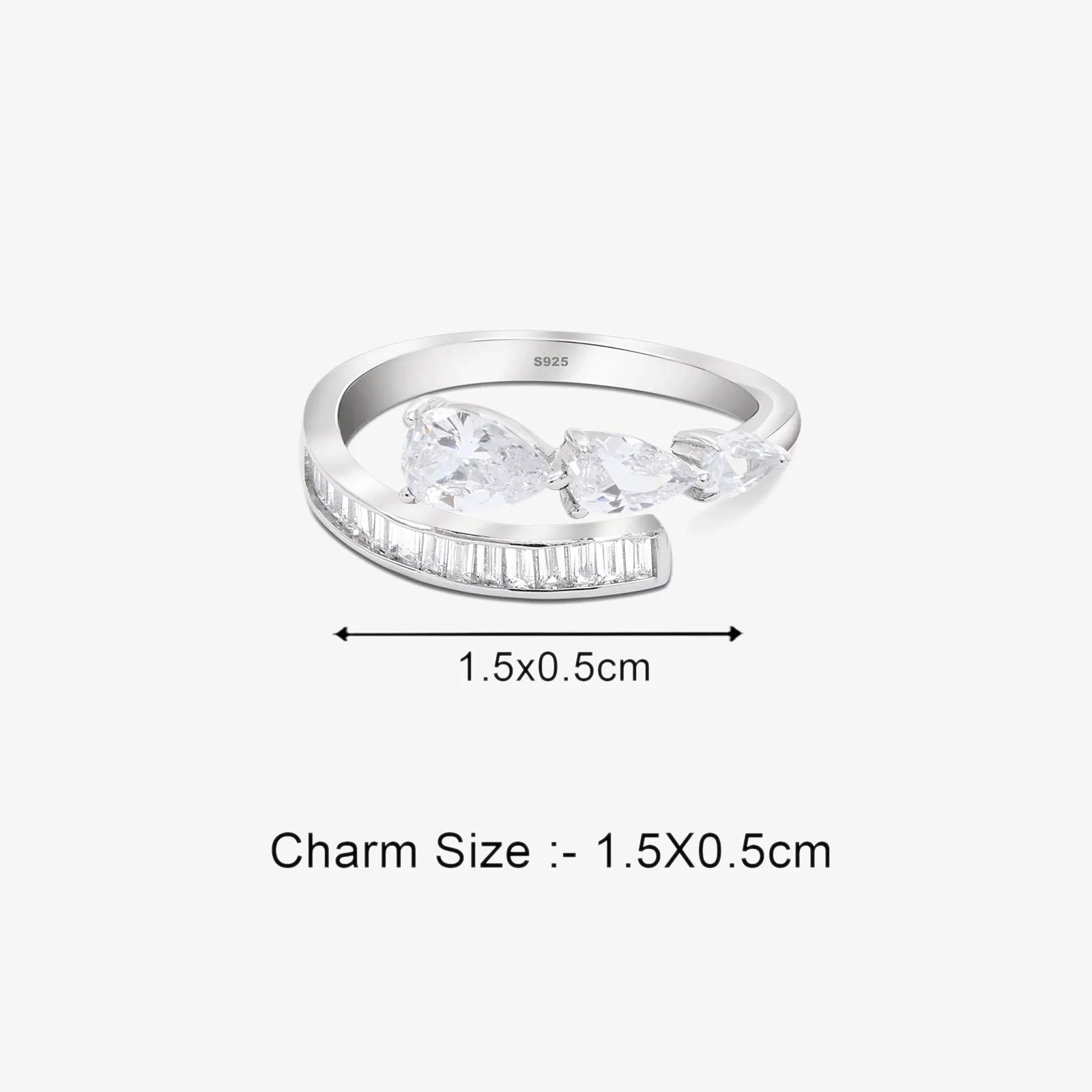 White Stone Studded Spiral Silver Ring