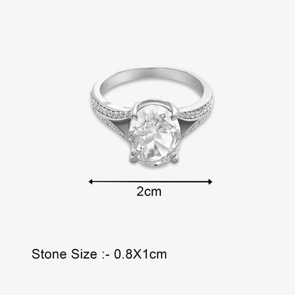 Oval Cut Silver Diamond Ring - Tweov Jewels