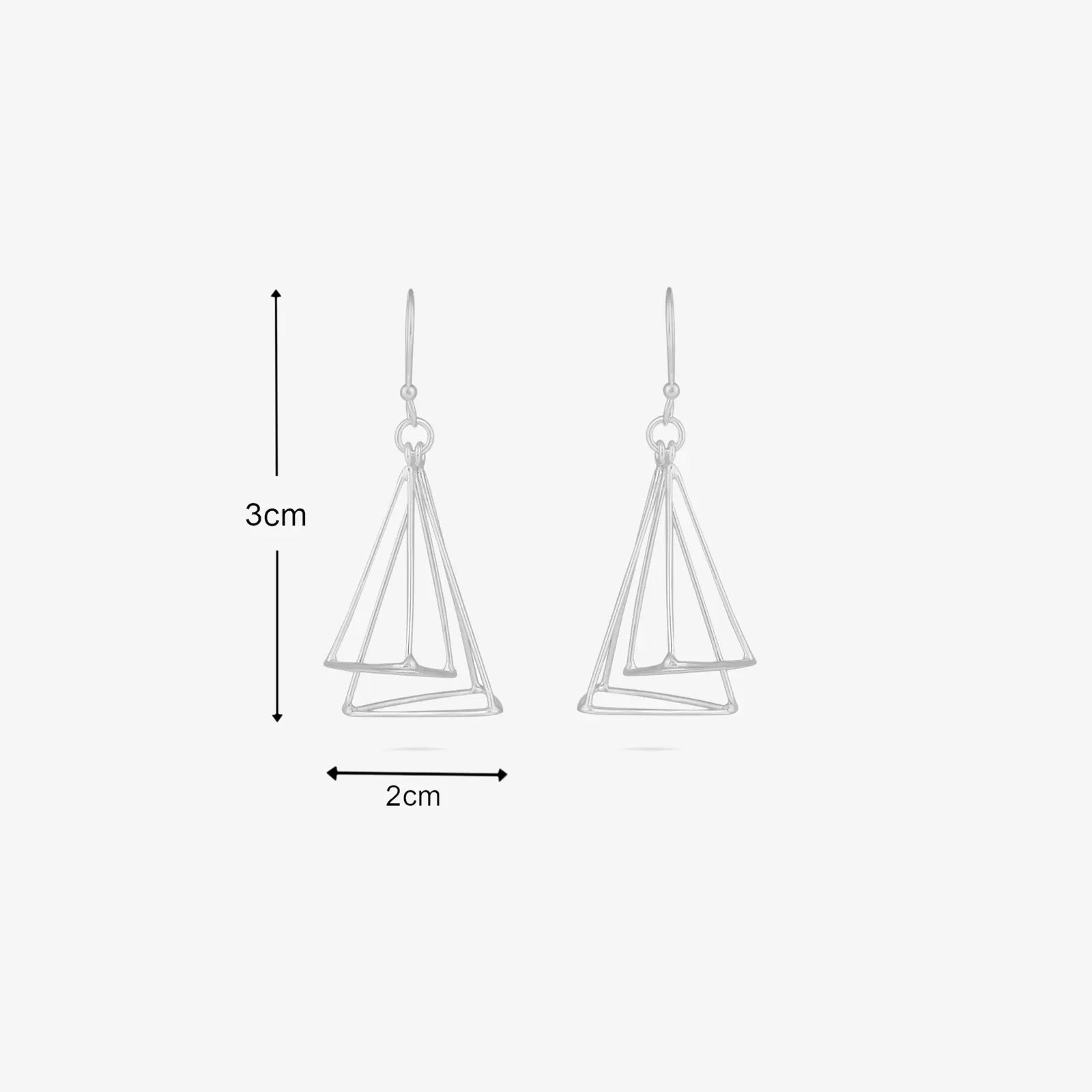Triangular Tone Silver Dangle Earrings