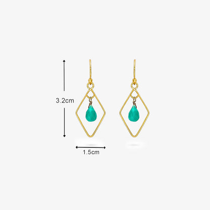Pure Silver Earrings - Bold Gold Green Garnet
