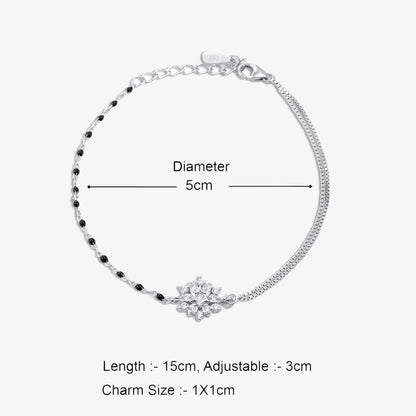 Exquisite Silver Floral Chain Bracelet