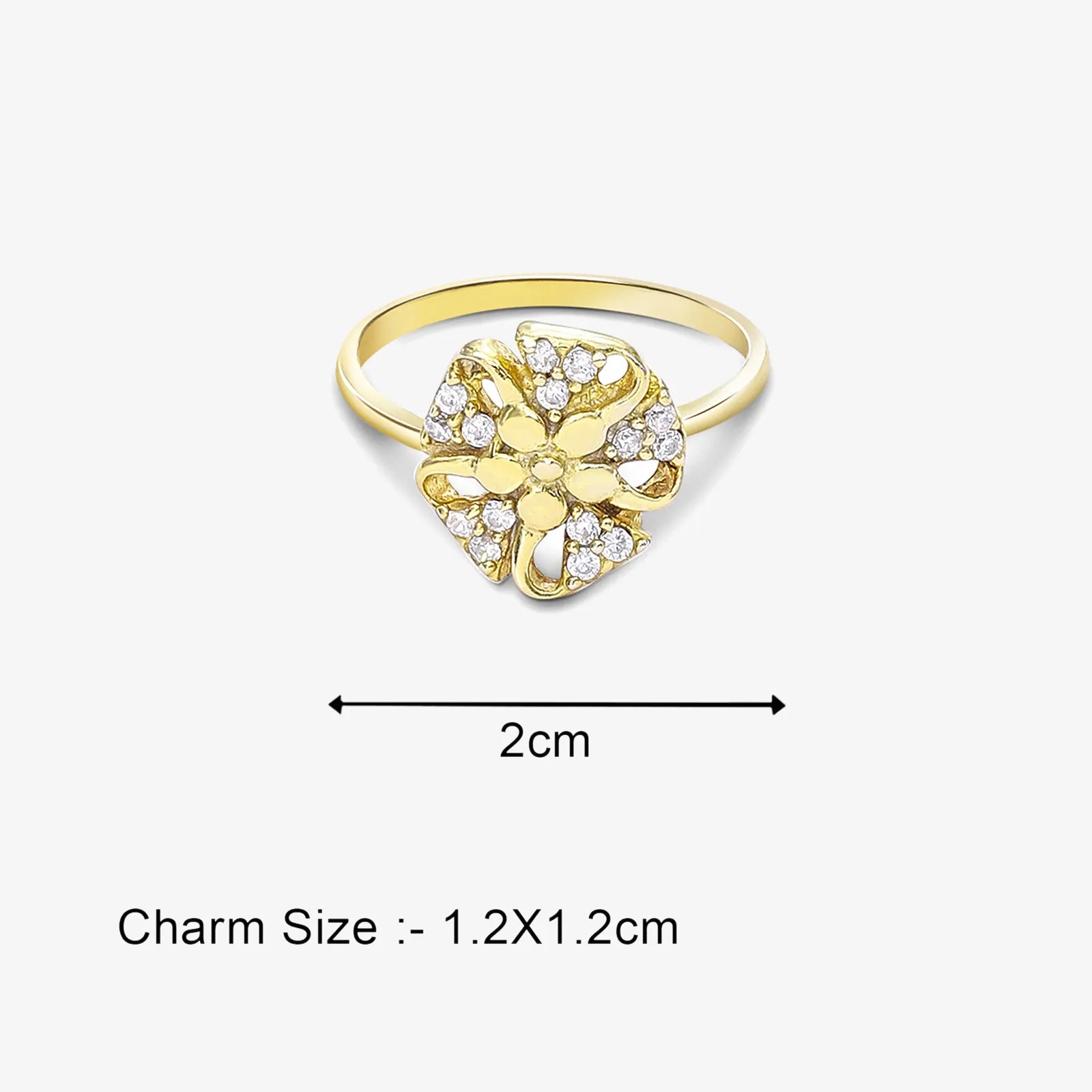 Gold Plated Designer Flower Silver Ring