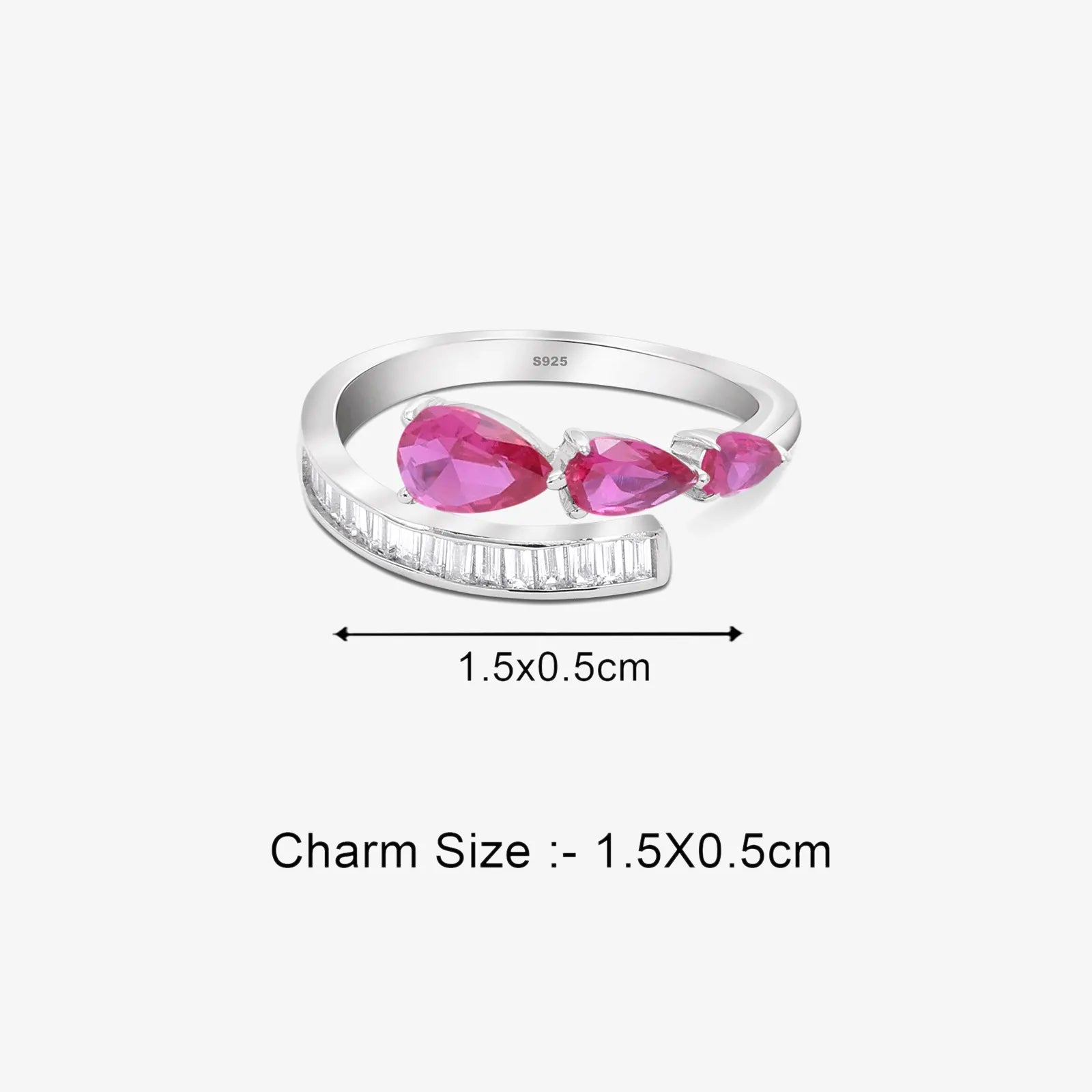 Pink Stone Studded Spiral Silver Ring