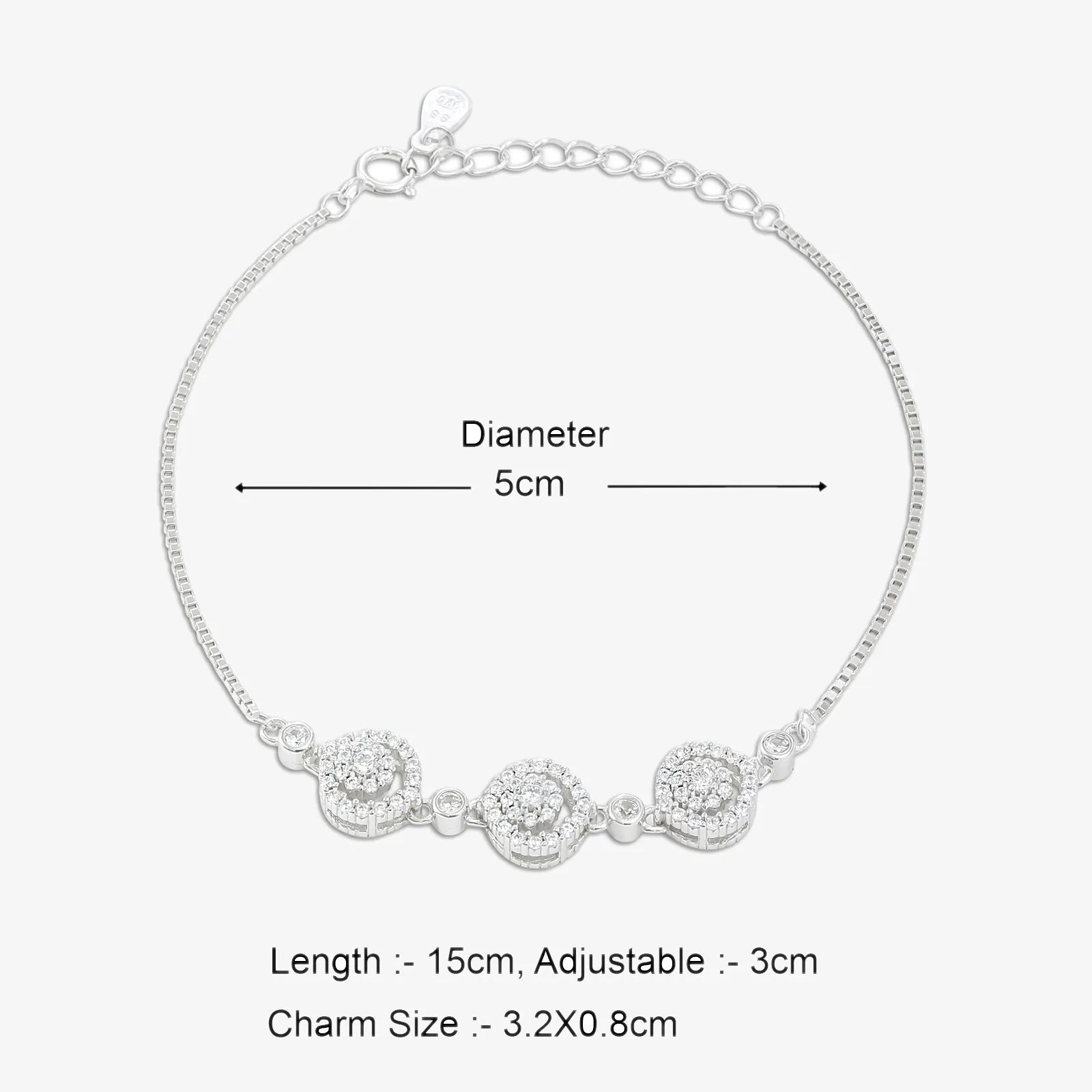 Triple Floral Silver Chain Bracelet - Tweov Jewels