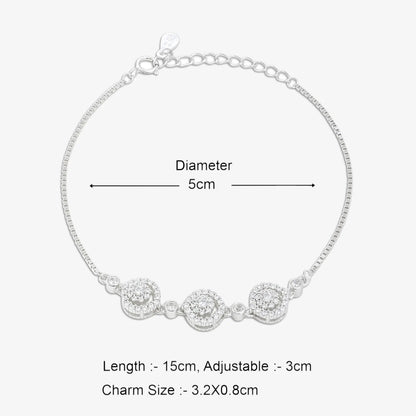 Triple Floral Silver Chain Bracelet - Tweov Jewels