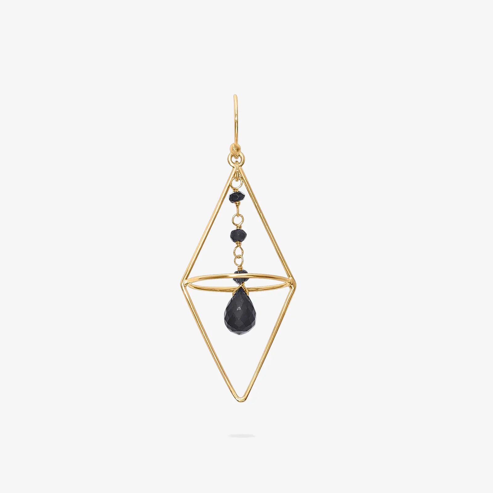 Pure Silver Earrings - Nested Gold Onyx Danglers
