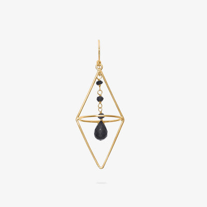 Pure Silver Earrings - Nested Gold Onyx Danglers