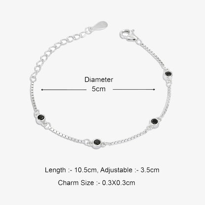 Silver Black Stone Box Chain Bracelet