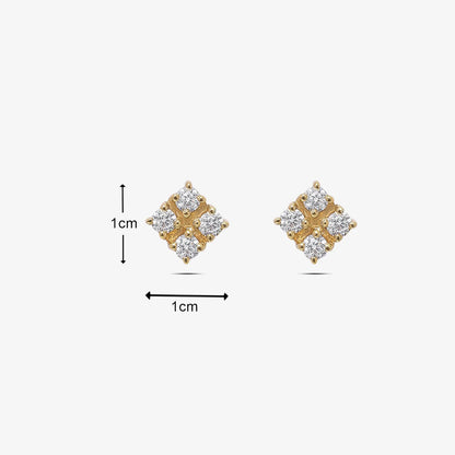 Gold Plated Square Designer Silver Stud Earrings