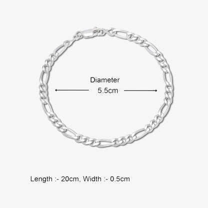 Silver Figaro Link Bracelet