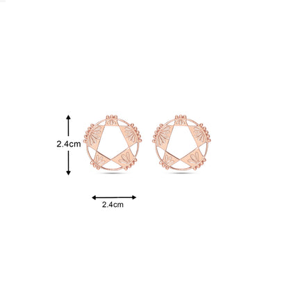 Rose Gold Plated Silver Geometric Star Shape Stud Earrings