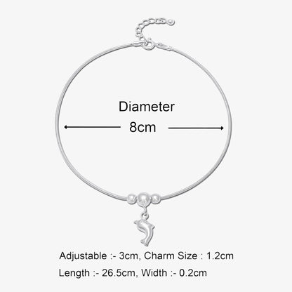 Dolphin Design Silver Chain Anklet
