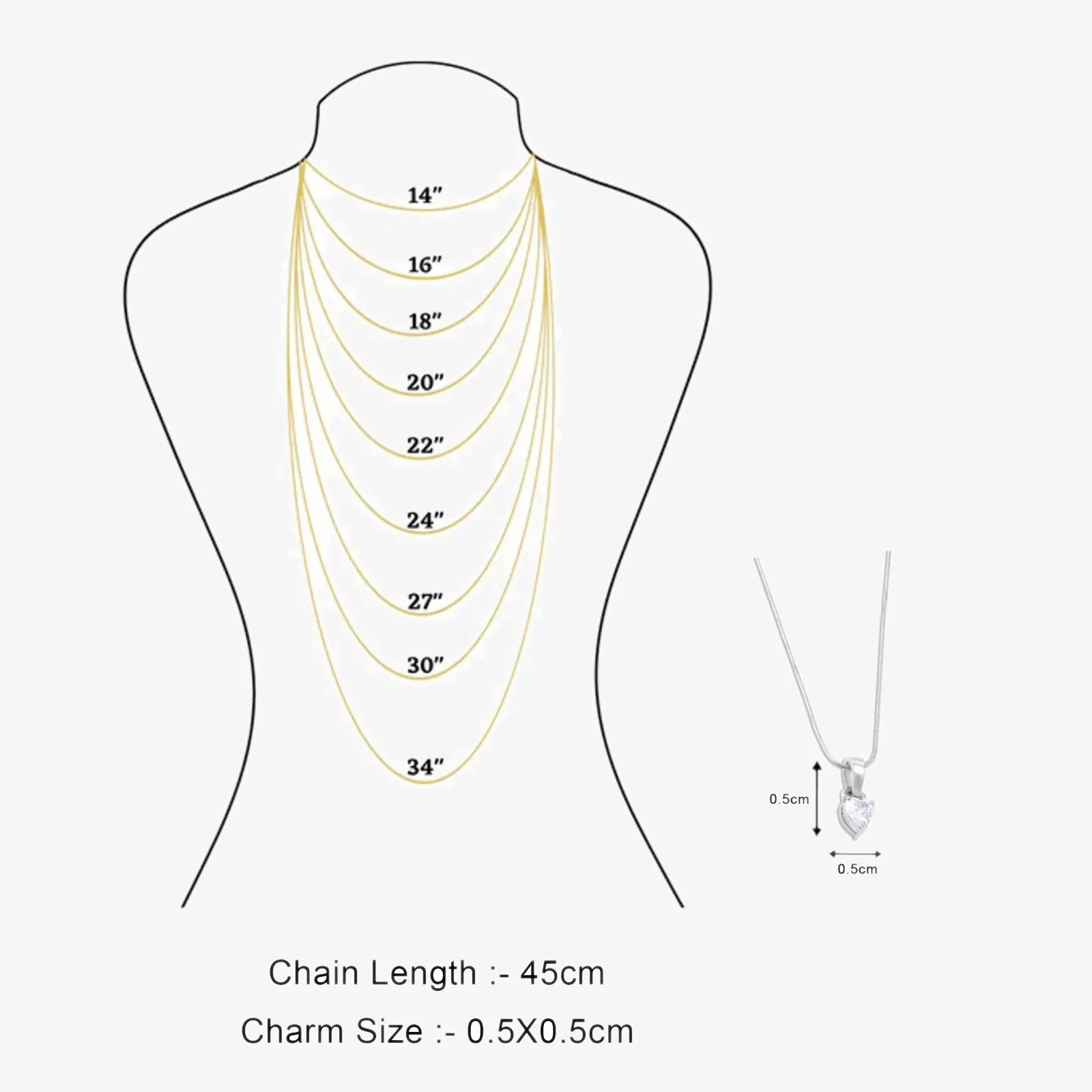 Solitaire Heart Pendant Chain for Women
