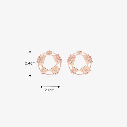 Rose Gold Plated Silver Geometric Star Stud Earrings - Tweov Jewels