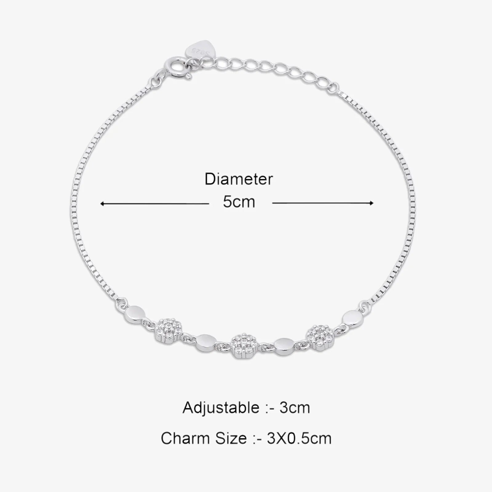 Floral Box Chain Silver Bracelet
