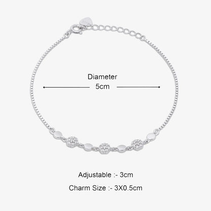 Floral Box Chain Silver Bracelet