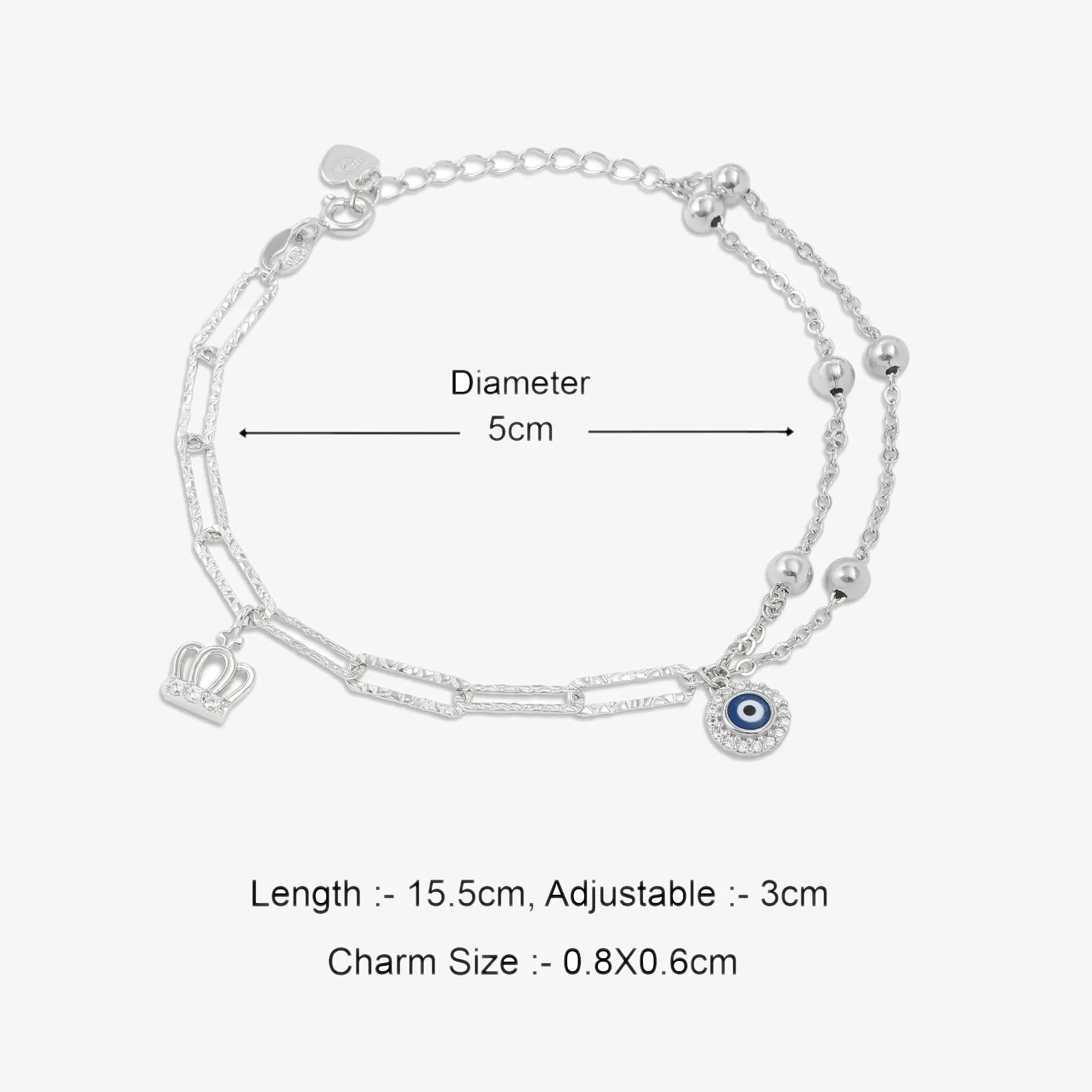 Evil Eye Queen Silver Chain Bracelet