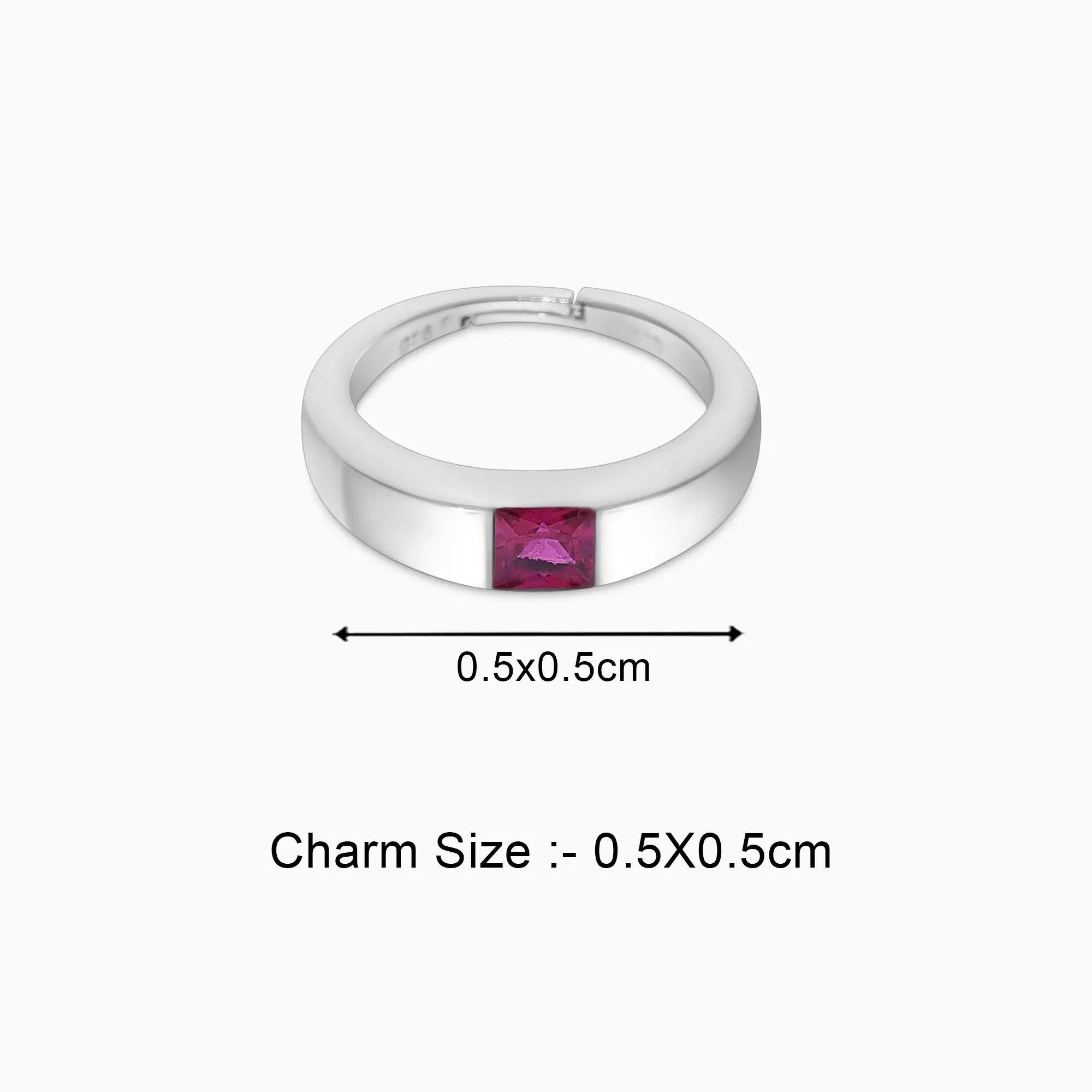 Silver Pink Ruby Stone Finger Band Ring