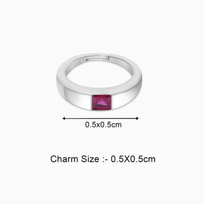 Silver Pink Ruby Stone Finger Band Ring