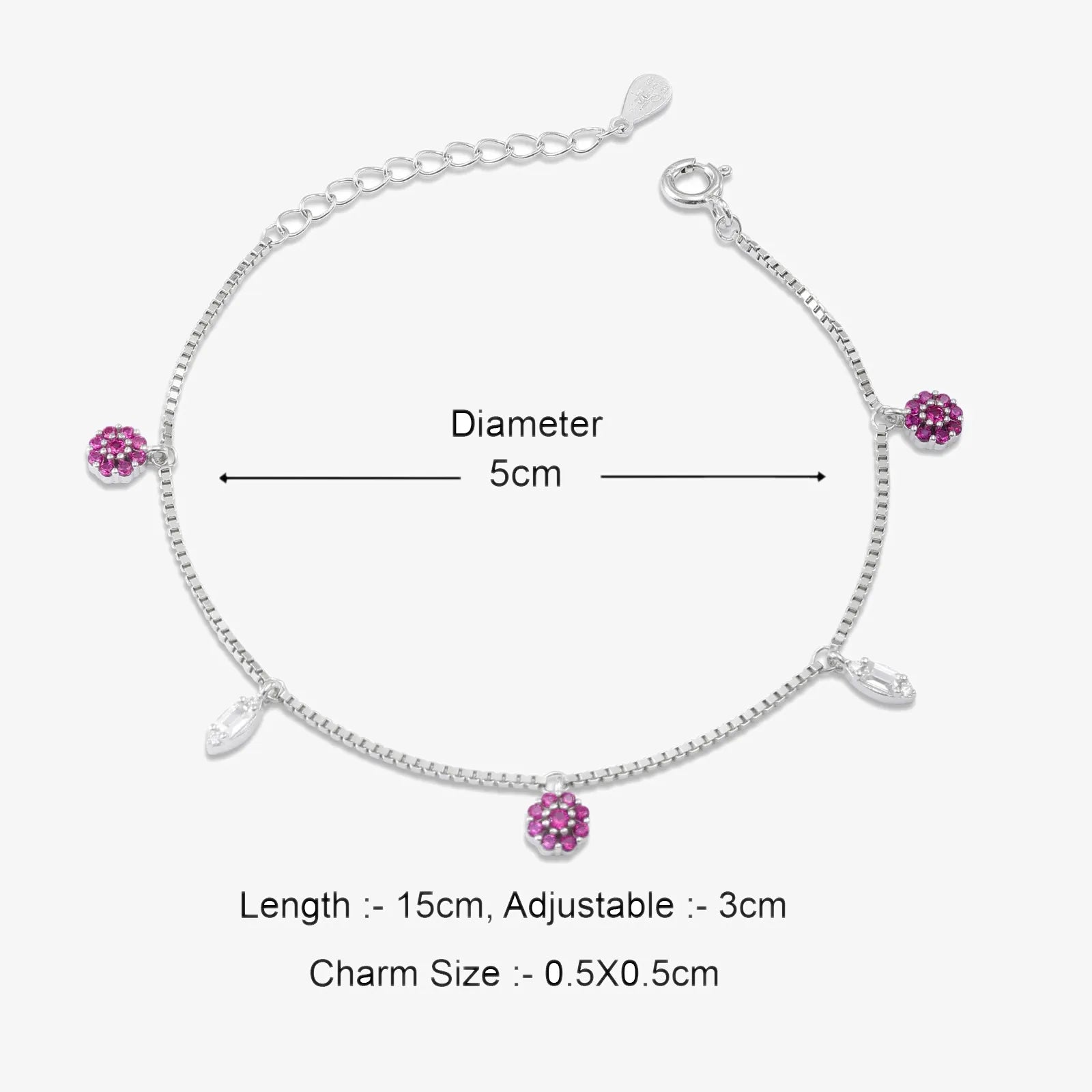 Silver Pink Floral Leaf Bracelet - Tweov Jewels