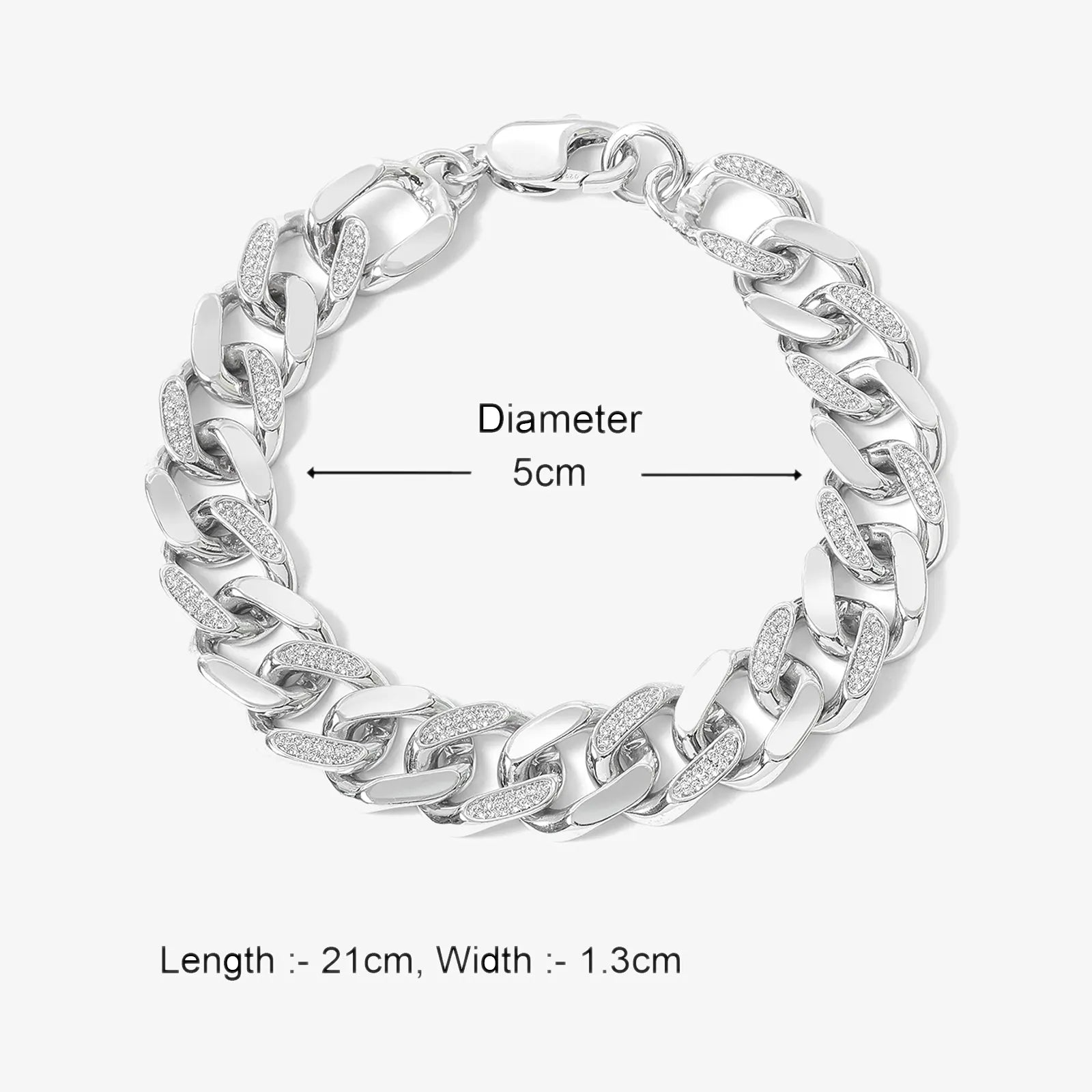 Silver CZ Cuban Chain Bracelet - Tweov Jewels