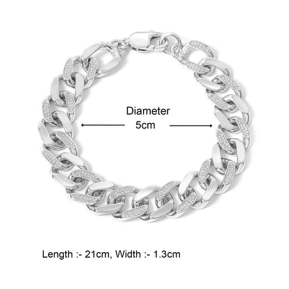 925 Sterling Silver Cz Stone Anchor Chain Bracelet For Men - Tweov Jewels