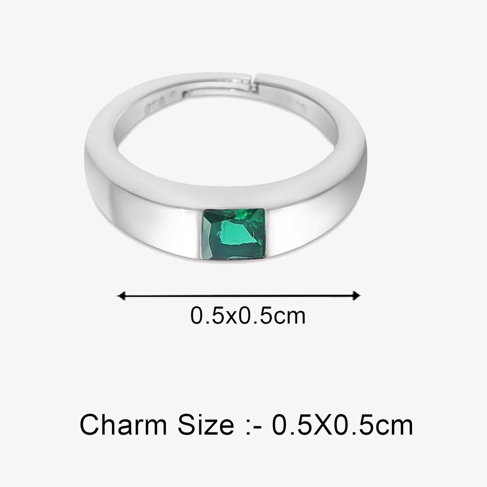 Silver Green Stone Finger Ring
