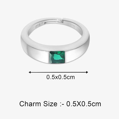 Silver Green Stone Finger Ring