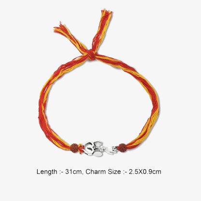 Trishul Damru Silver Rakhi for Brother