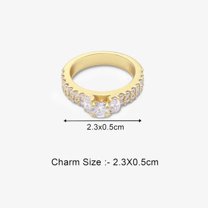 Gold Plated Solitaire CZ Stylish Silver Ring