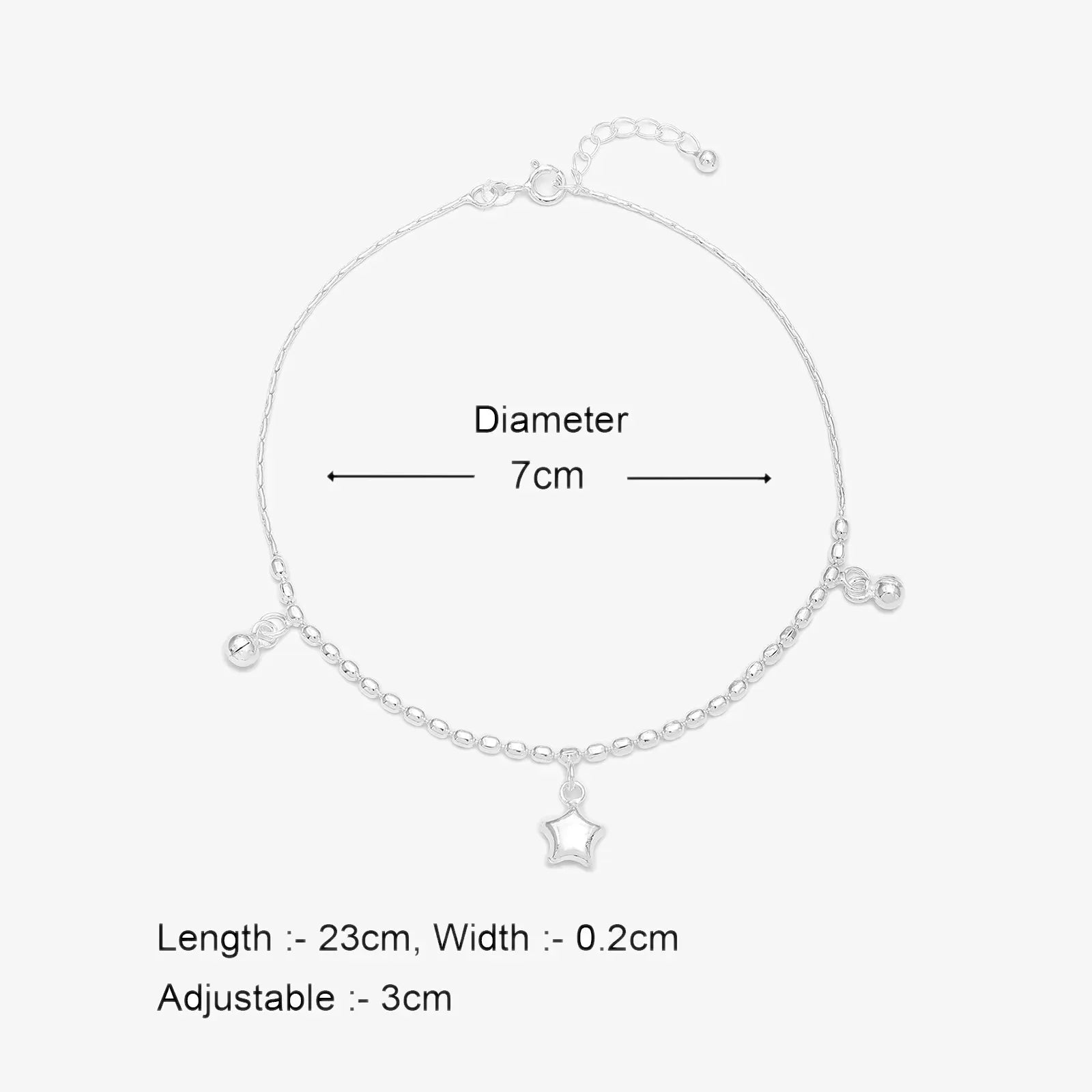 Star Beaded Silver Chain Anklet - Tweov Jewels