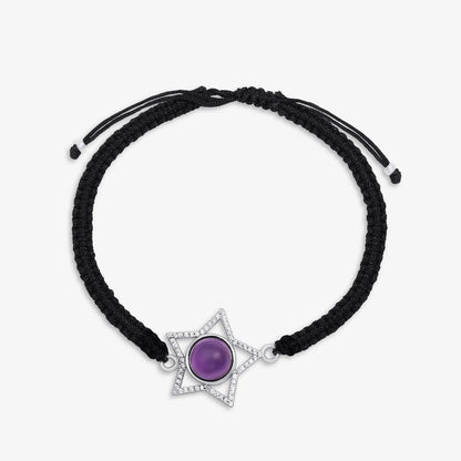 Silver Blue Star Black Thread Anklet
