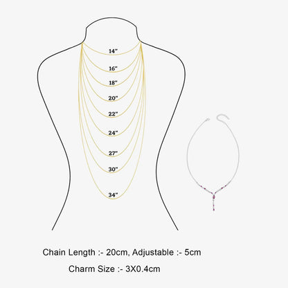 Designer Silver Pink Drop Necklace