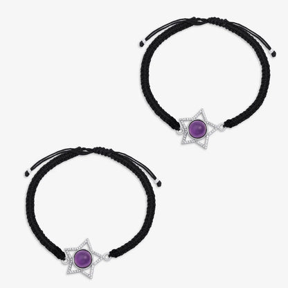 Silver Blue Star Black Thread Anklet