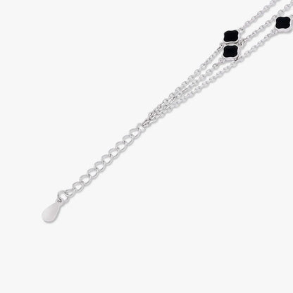 Black Clover Layered Silver Chain Bracelet