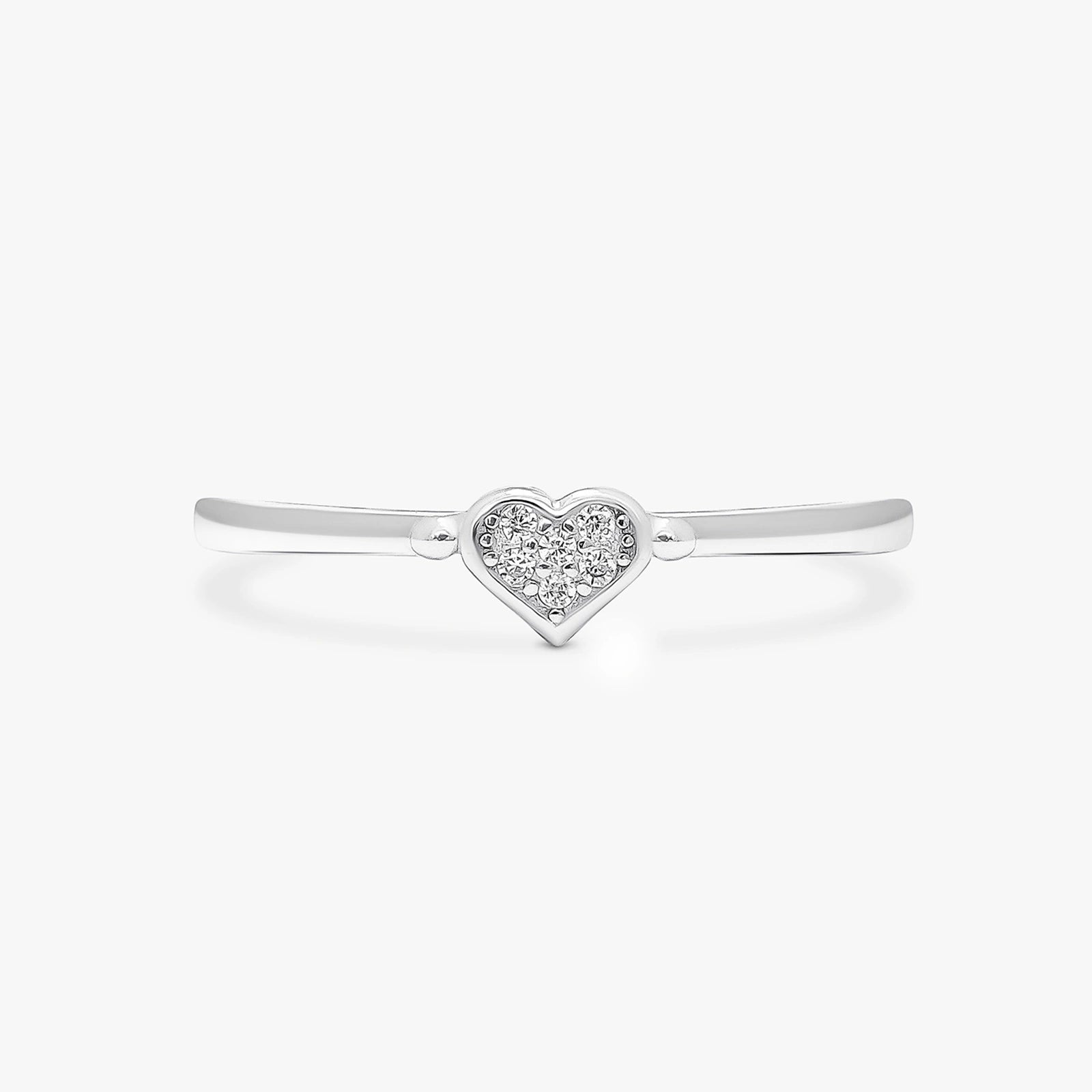 Minimal CZ Heart Silver Ring