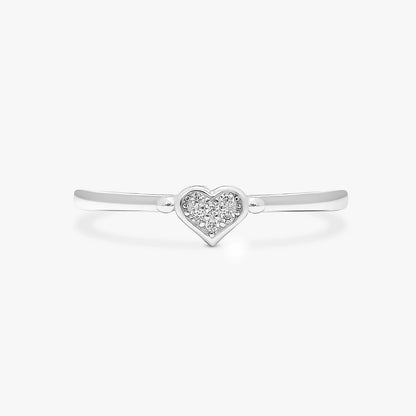 Minimal CZ Heart Silver Ring